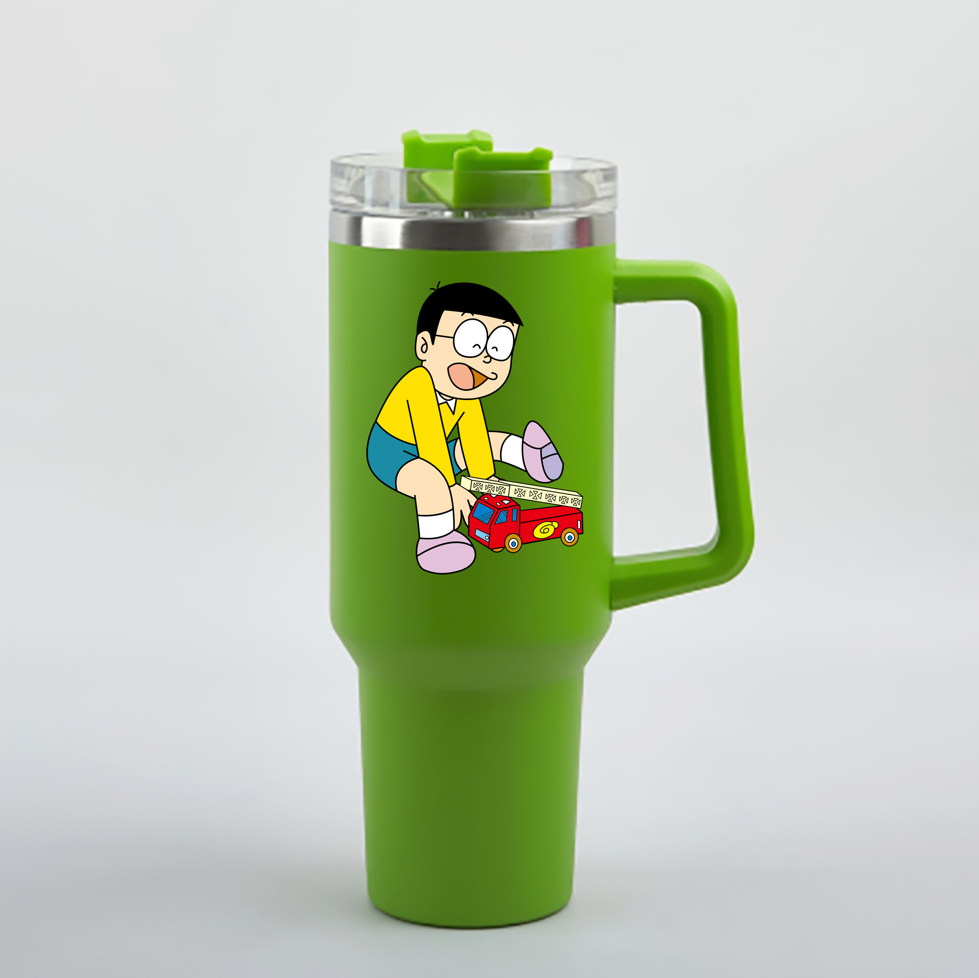 （画像用） ドラえもん 野比 のび太 Doraemon Nobita Nobi 1200mL車用タンブラー - クリスタルステッカー（プラスチックストロー付き）